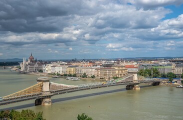 Fototapeta na wymiar Panoramic view of the Danube river in Budapest, Hungary