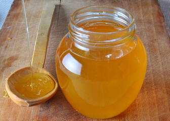 Pure natural honey in a jar