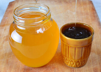 Pure natural honey in a jar