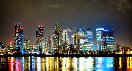 Canary Wharf Night Panorama