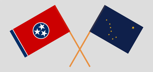 Crossed flags of The State of Tennessee and the State of Alaska. Official colors. Correct proportion