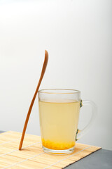 Honey lemon drink. Yuzu tea or yuja tea. Korean citrus tea.  Healthy product with a high of vitamin C for support immune system