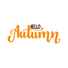 Hello autumn. Handwritten lettering isolated on white background. illustration for posters, cards and much more