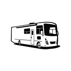 RV motorhome silhouette vector isolated in white background
