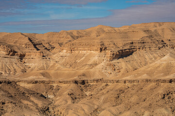 view of South mountain in western Tunisia close to Sahara -Tozeur governorate - Tunisia 