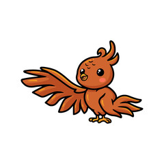 Cute little phoenix cartoon waving hand