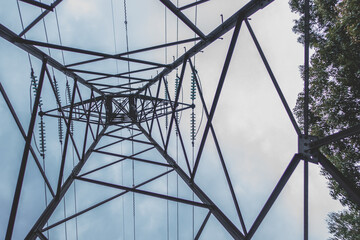 voltage tower with power lines