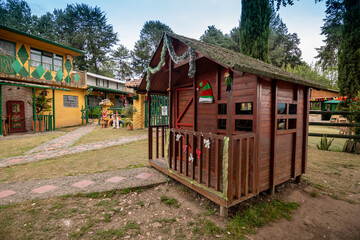 Christmas decorated small cabin in a forest near Sisga Dam - Cundinamarca, Colombia
