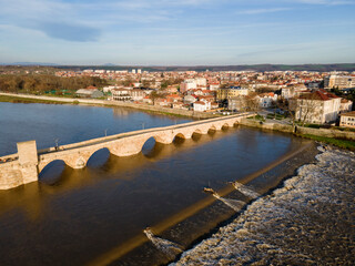 Fototapeta na wymiar Sixteenth century Old Bridge over Maritsa river in Svilengrad, Bulgaria