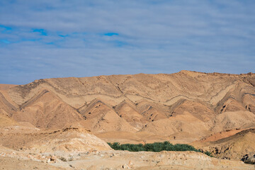 view of South mountain in western Tunisia close to Sahara -Tozeur governorate - Tunisia 