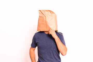 Think and reason but come to no conclusion, wise man with bag on his head.