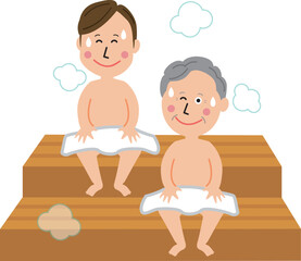 ポップな男性サウナ　2人