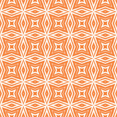 Striped hand drawn pattern. Orange symmetrical