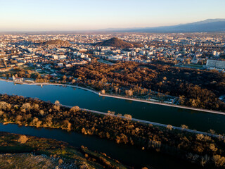 Obraz premium Aerial sunset view of Rowing Venue in Plovdiv, Bulgaria