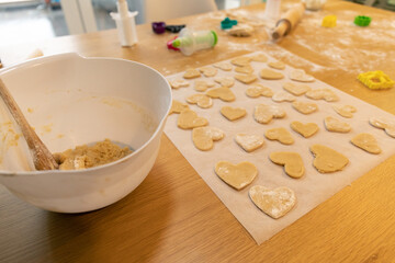 many heart cookies ready to bake for valentine's day