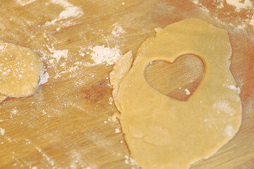 cookie dough with a empty heart shape