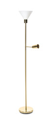 Golden floor lamp on white background