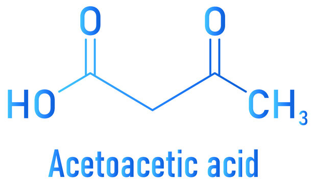 Ketone body. Acetoacetic acid, diacetic acid molecule. Skeletal formula.