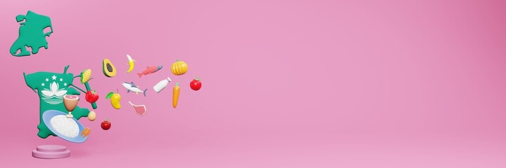 3d rendering of healthy food consumption nutritional requirements in Macau
