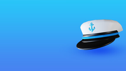 blue gradient background with sailor hat object