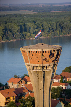 Water Tower Heavily Damaged During Battle of Vukovar Croatia