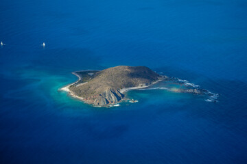 Sailboats Peter Island and Dead Chest Island. British Virgin Islands Caribbean