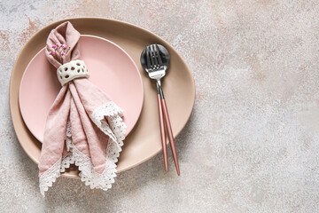 Festive stylish table setting on light background