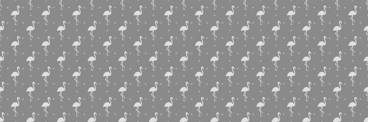 Seamless texture with flamingos and dots. Abstract birds. Polka pattern