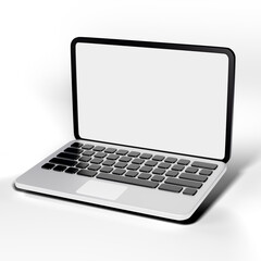 3d rendering laptop Side mockup macbook style isolated on the white background