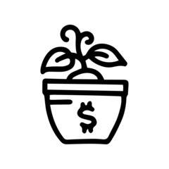 business growth line vector doodle simple icon