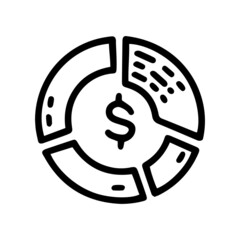 financial pie chart line vector doodle simple icon