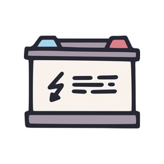 car battery color vector doodle simple icon
