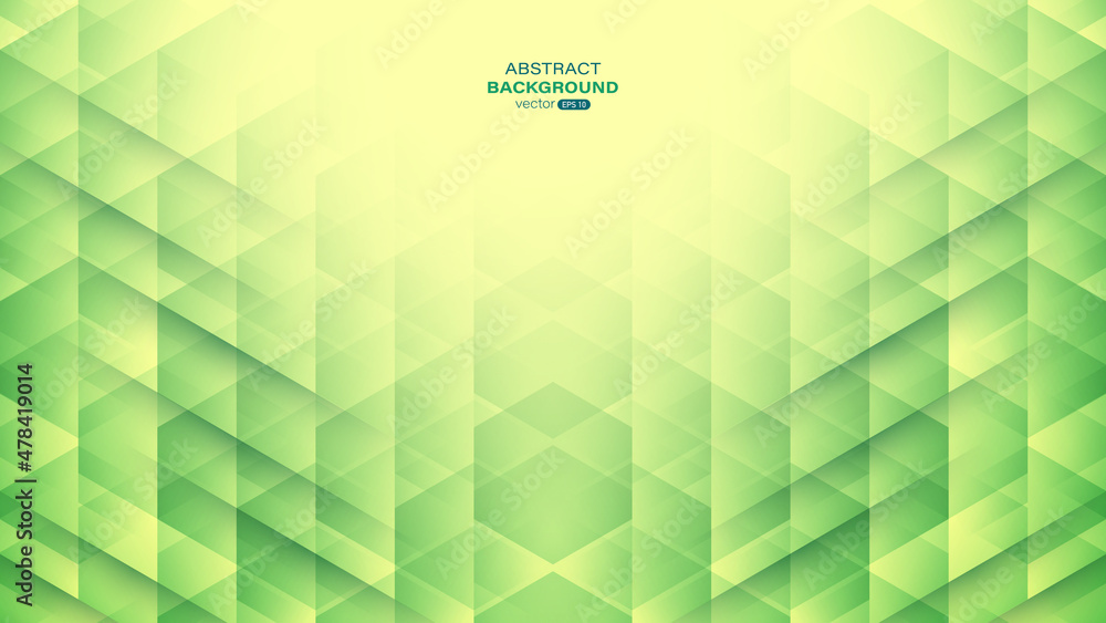 Sticker geometric green abstract background. hexagons shapes overlapping composition