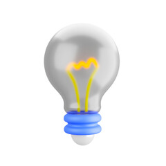 Isolated 3D energy bulb with white background, innovations business idea, and solutions