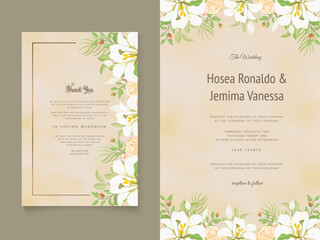 Beautifull Wedding Invitation Design with Lily Flowers