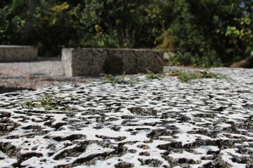 stone pattern from  a bench 