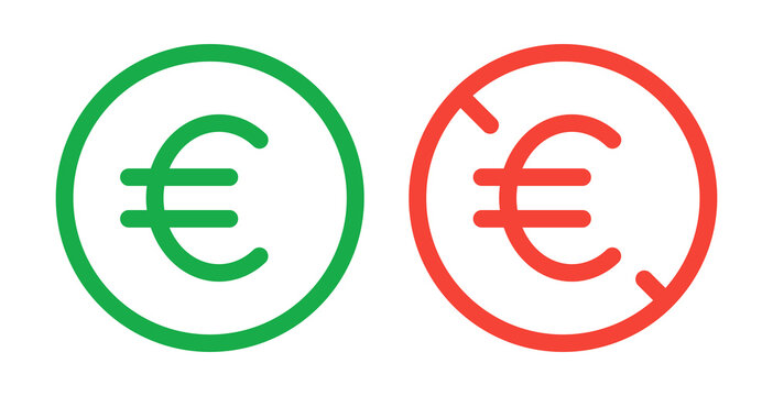 Euro and no euro icon sign. Financial payment concept