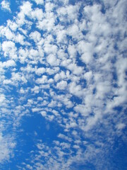 秋の千切れ雲のある大空風景