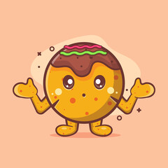 takoyaki food character mascot  with confused gesture isolated cartoon in flat style design