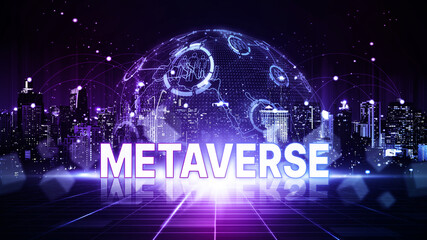 Metaverse world virtual reality technology concept. Internet of things (IoT). Futuristic business...