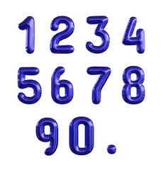 Blue Number Balloons 0 to 9. Foil and latex balloons. Helium ballons. Party, birthday, celebrate...