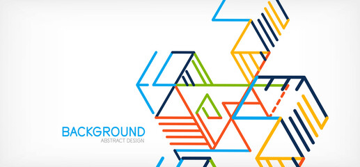 Abstract background. Color lines on white background. Linear abstract composition. Techno or business concept for wallpaper, banner, background, landing page