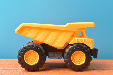 View of dump truck toy construction vehicle