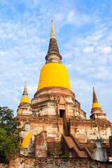 Ancient Wat Yai Chai Mongkhon pagoda and buddha at Ayutthaya Thailand.
