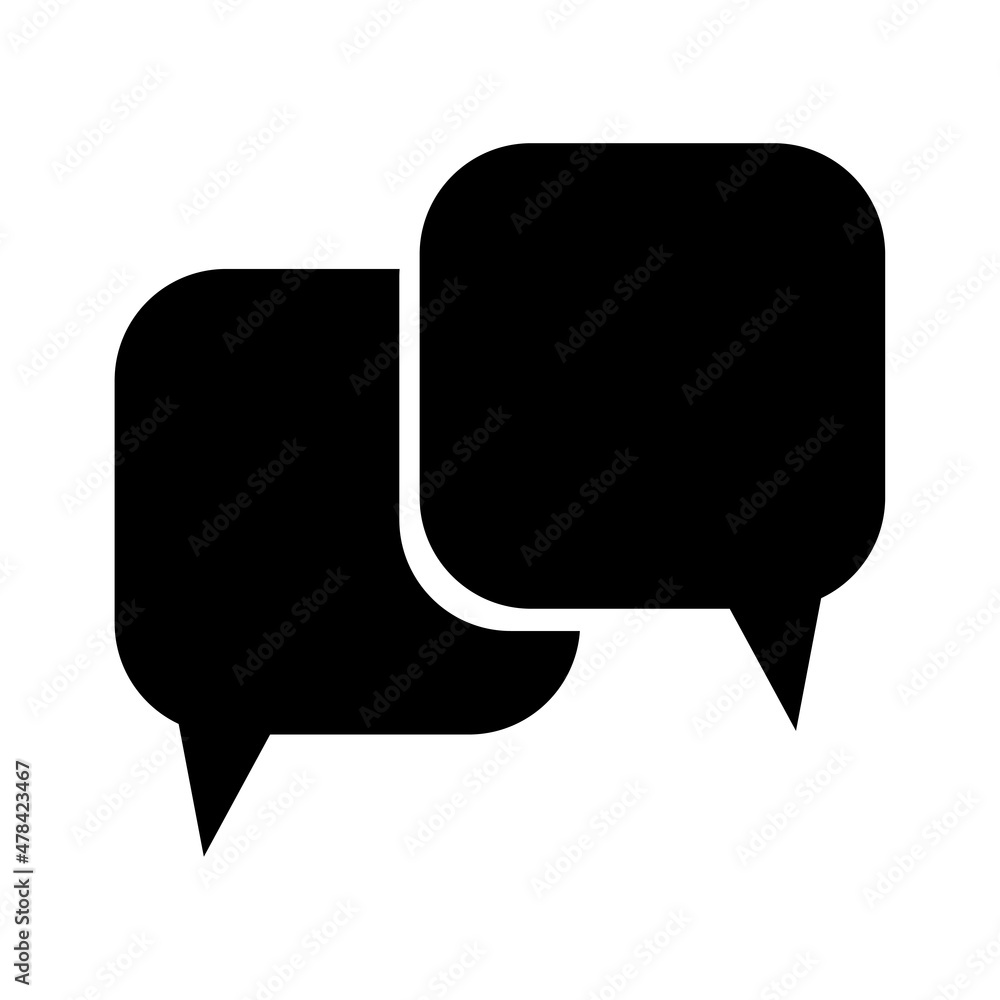 Poster square chat box icon. two black shape. message symbol. soft outline. simple design. vector illustrat