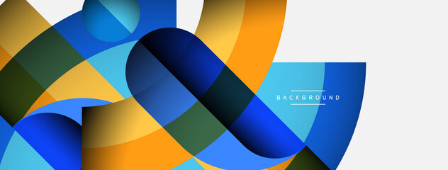 Geometric abstract background. Round shapes, circles, lines composition for wallpaper banner background or landing page