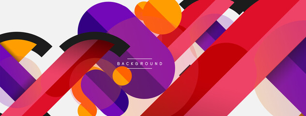 Geometric shapes composition abstract background. Circles lines and rectangles. Vector illustration for wallpaper banner background or landing page