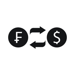 Obraz premium Currency exchange franc to dollar icon design isolated on white background