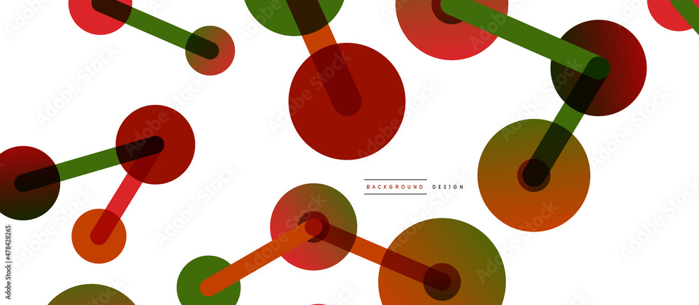 Poster line points connections geometric abstract background. circles connected by lines. trendy techno bus