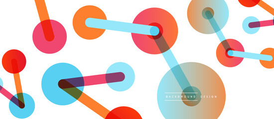Abstract background. Round dots connected by lines. Trendy techno business template for wallpaper, banner, background or landing